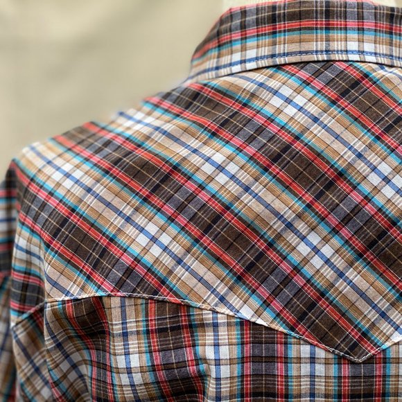 Vintage Wrangler Pearl Snap Short Sleeve Mens L - Picture 5 of 10